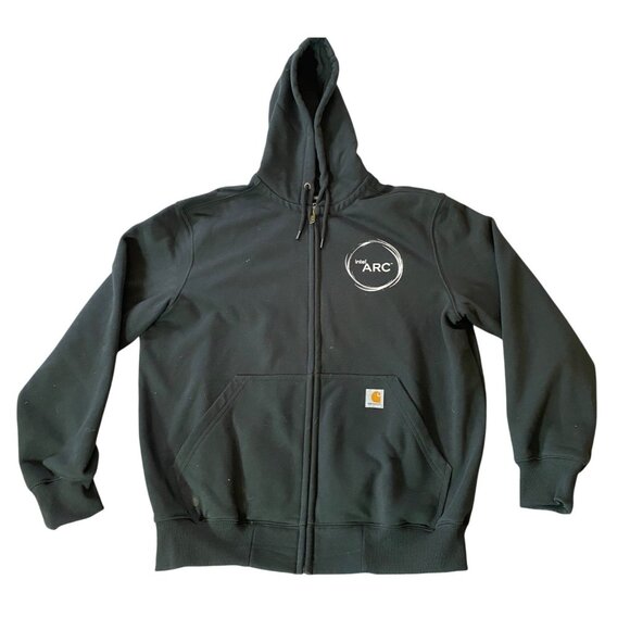 Carhartt Hoodie Jacket Rain Defender Black Full Zip Loose Fit Cotton Blend Large - Picture 1 of 10